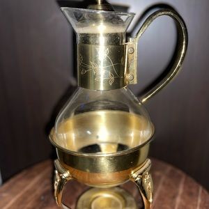 Brass and glass carafe